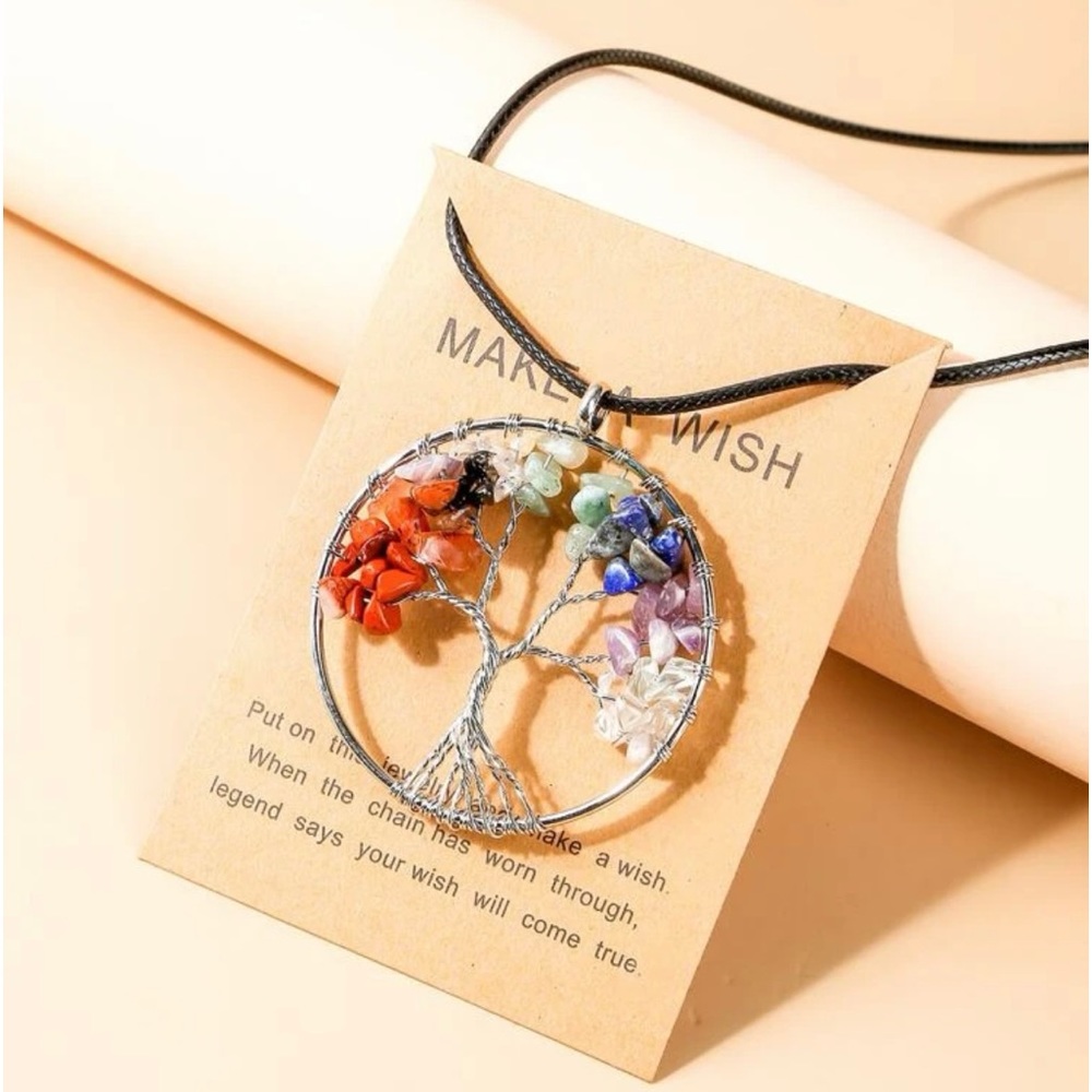 ⚠️ Clearance Tree of life healing pendant necklace 7 chakra natural stones